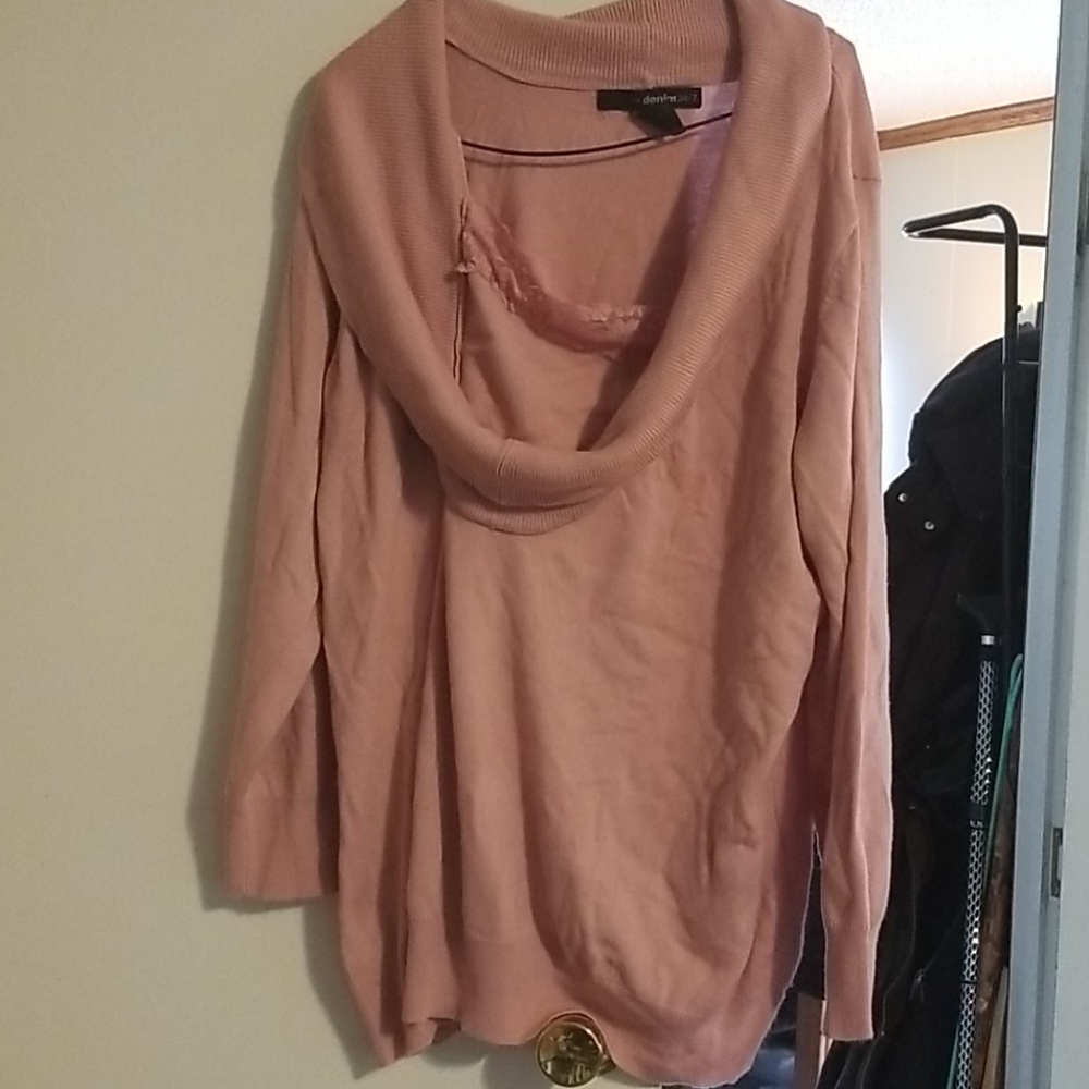 Very soft cowl neck soft pink sweater